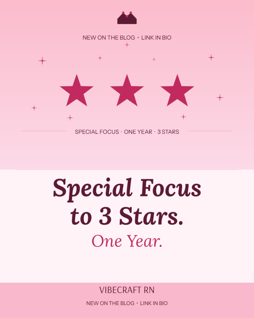 Special Focus to 3 Stars. One Year. – VibecraftRN